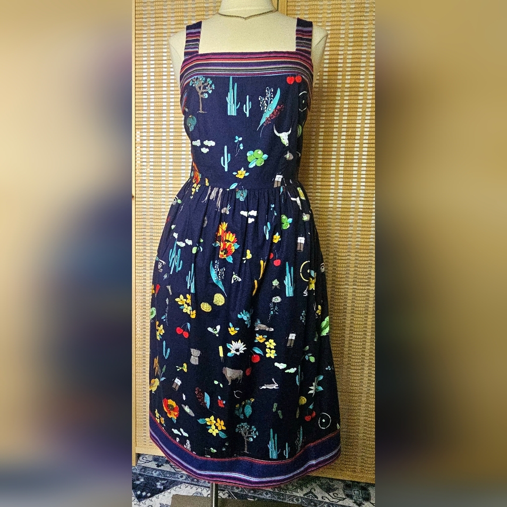 Very Unique 100% Cotton Free People Brand Valley of the Dolls Illustrated Dress